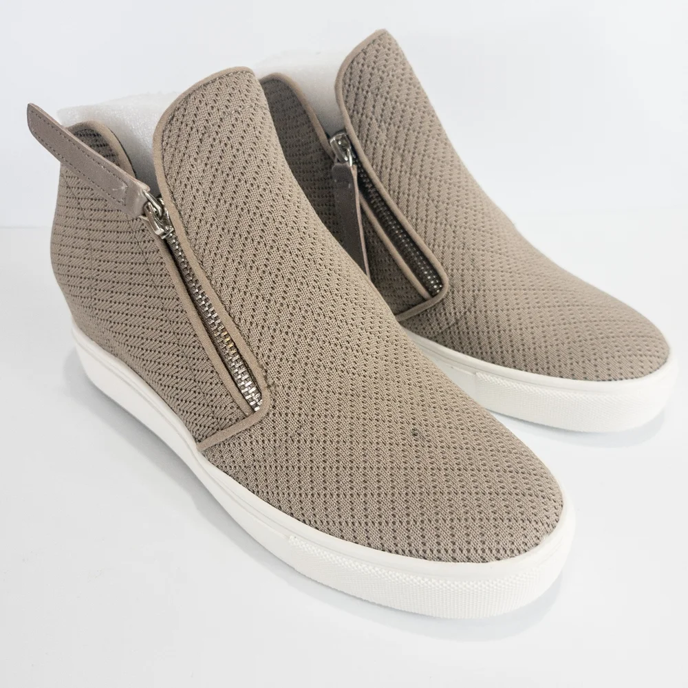 Steve Madden Camden Knit Wedge Sneakers Taupe -7 - Picture 4 of 6